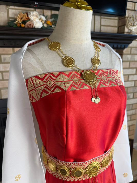 Red/White Satin Bridal Thobe