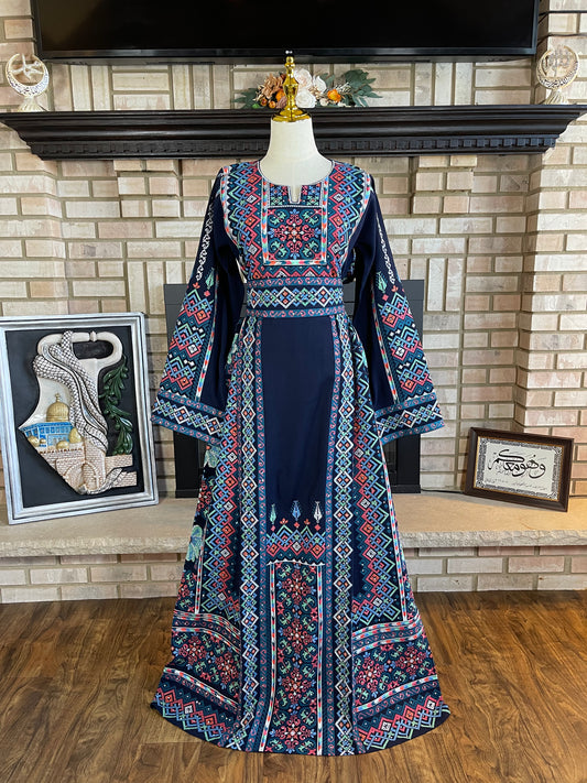 Navy Blue/Turquoise Safad Thobe