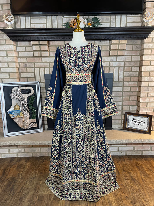 Navy Blue/Wheat Al-Aseelah Thobe