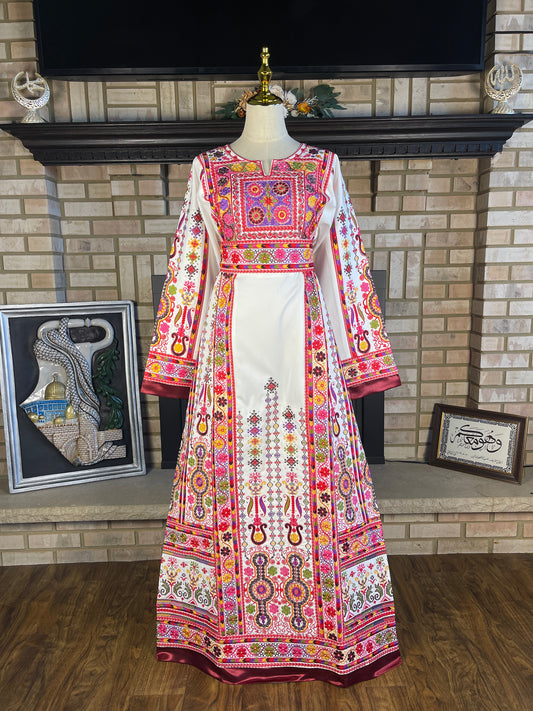 White/Red Malaka Thobe