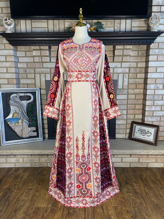 Cream/Burgundy Jericho Thobe