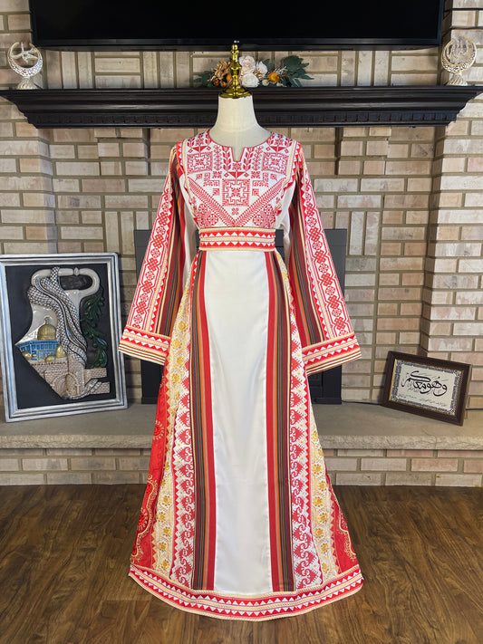 White/Red Majdalawi Thobe