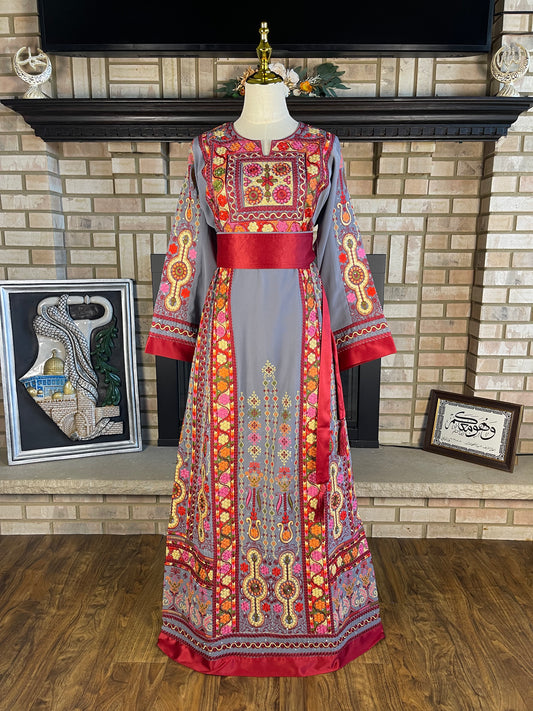 Gray/Red Malaka Thobe