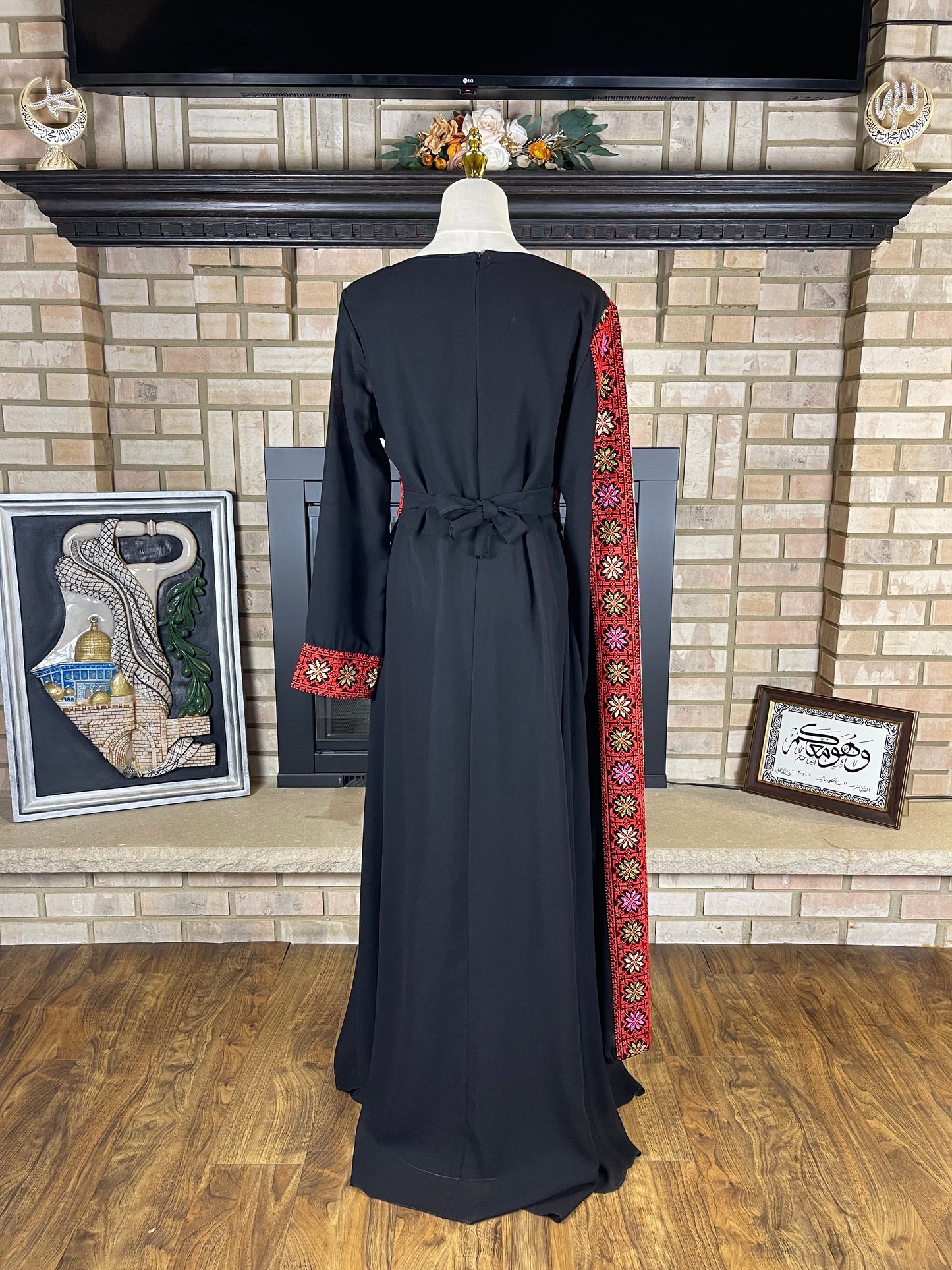 Black/Multicolor Red Sultana Embroidered Dress