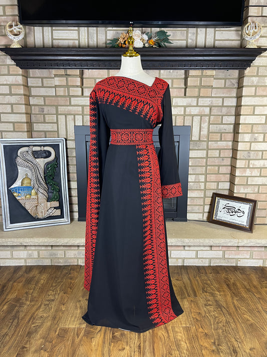 Black/Red Sultana Embroidered Dress