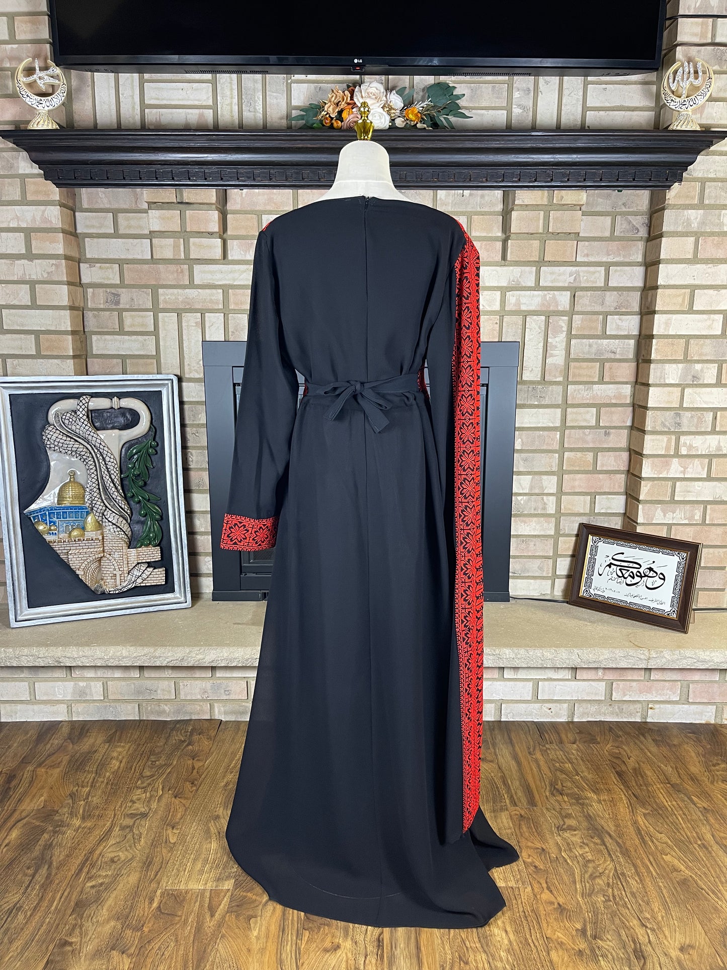 Black/Red Sultana Embroidered Dress