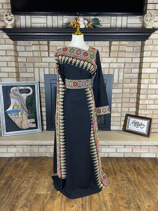 Black/Wheat Sultana Embroidered Dress