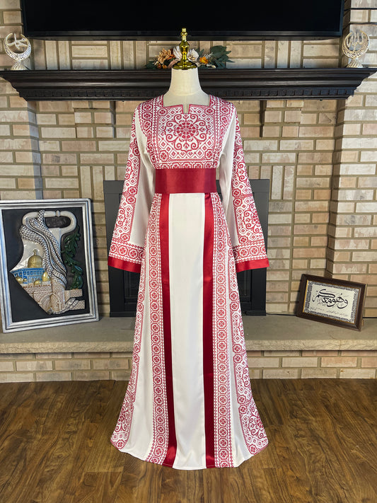 White/Red Falastin Thobe