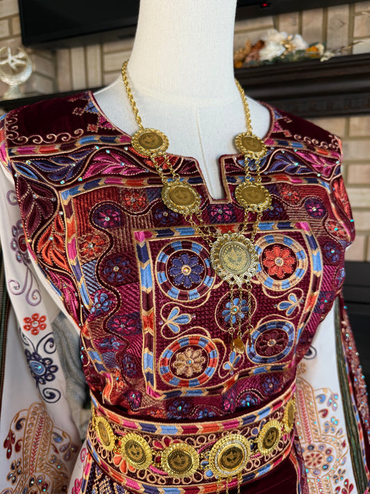 Burgundy Velvet Malaka Thobe