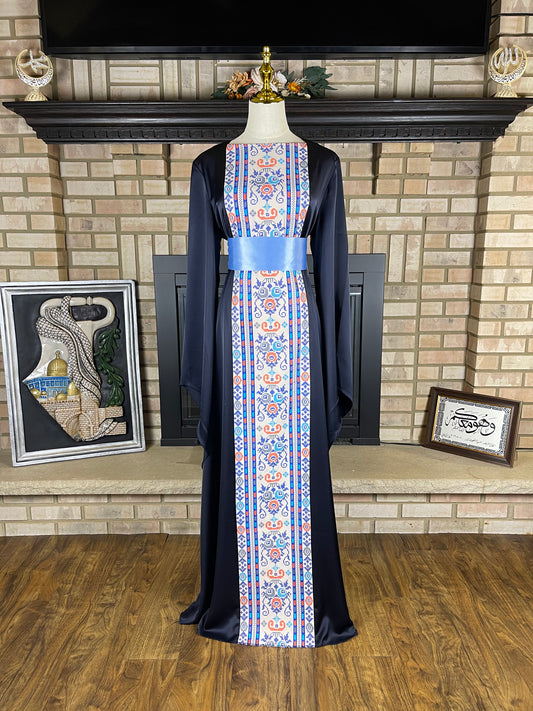 Navy Embroidered Yashmak
