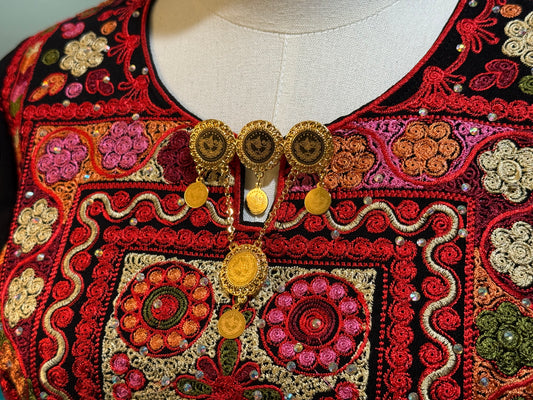 Traditional Golden Coin Brooch