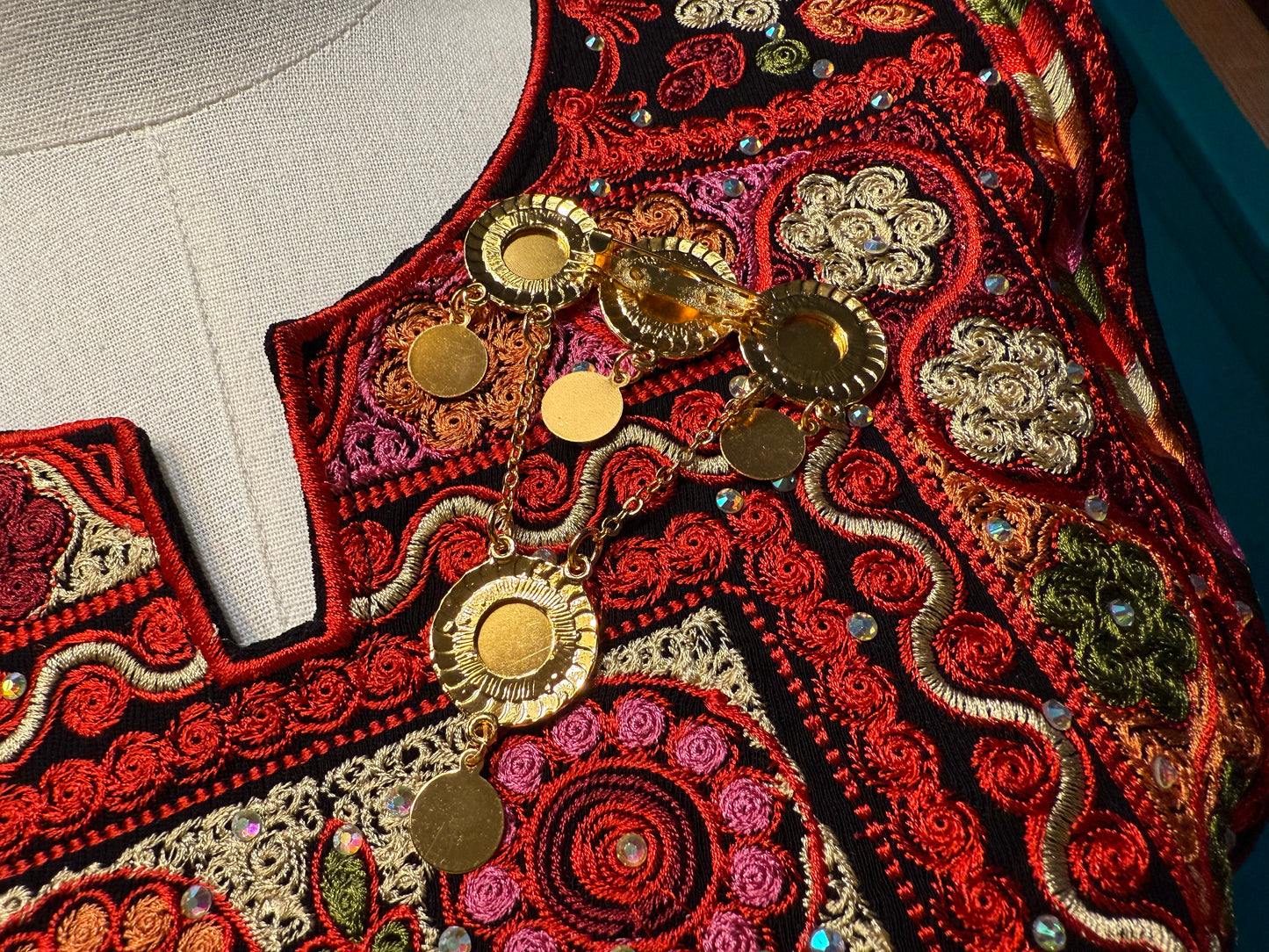 Traditional Golden Coin Brooch