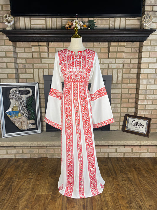 White/Red Jerusalem Thobe