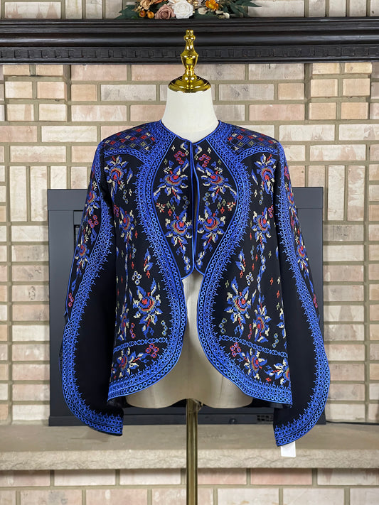 Blue Embroidery Cardigan