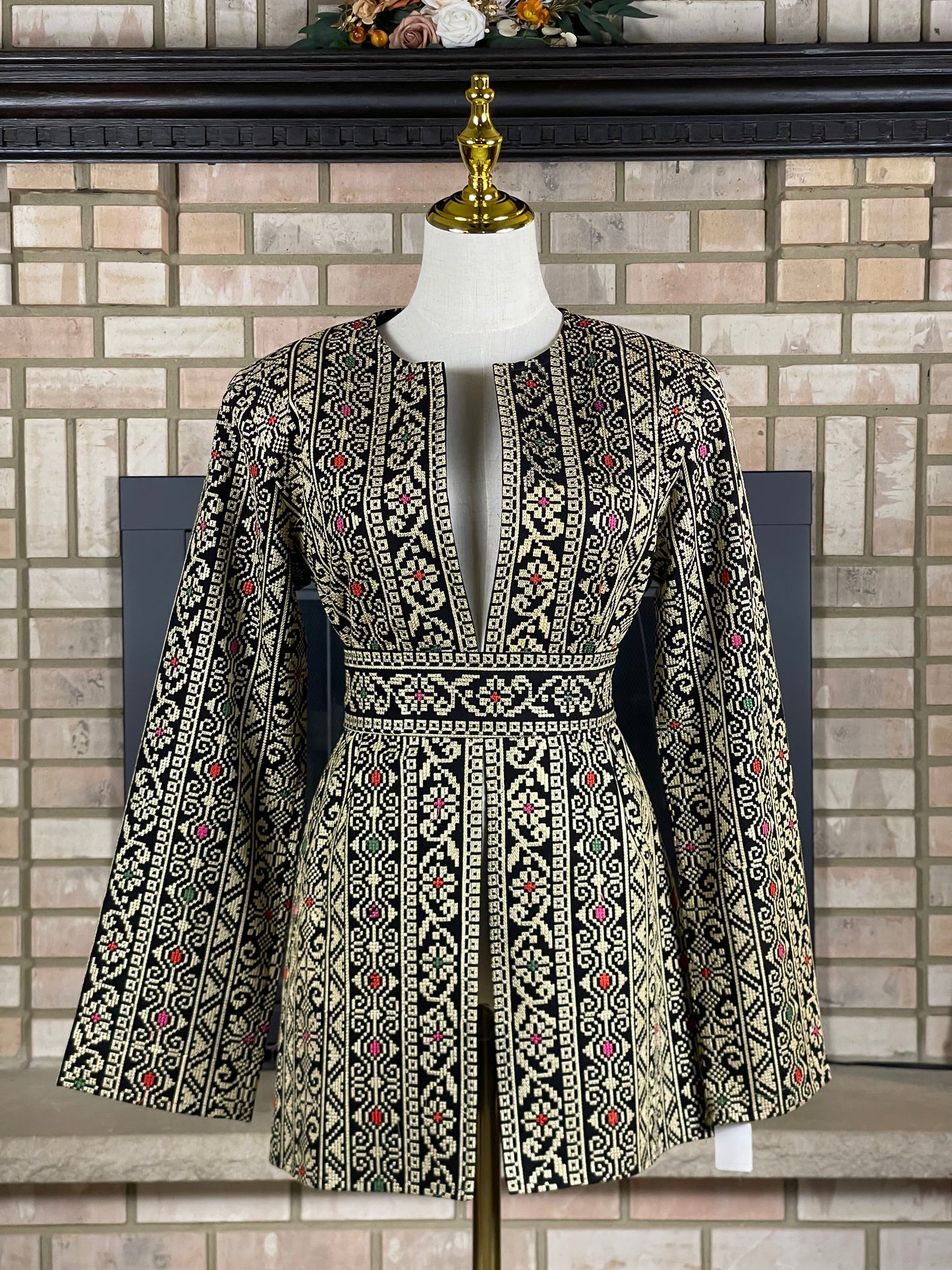 Traditional Wheat Embroidery Cardigan