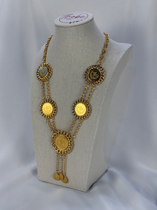 Traditional Golden Coin "Lira" Necklace (Qilada)