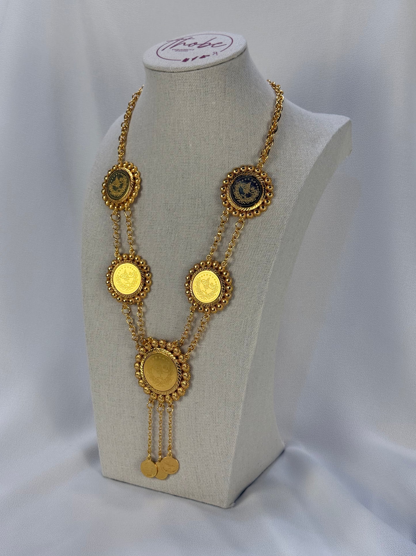 Traditional Golden Coin "Lira" Necklace (Qilada)