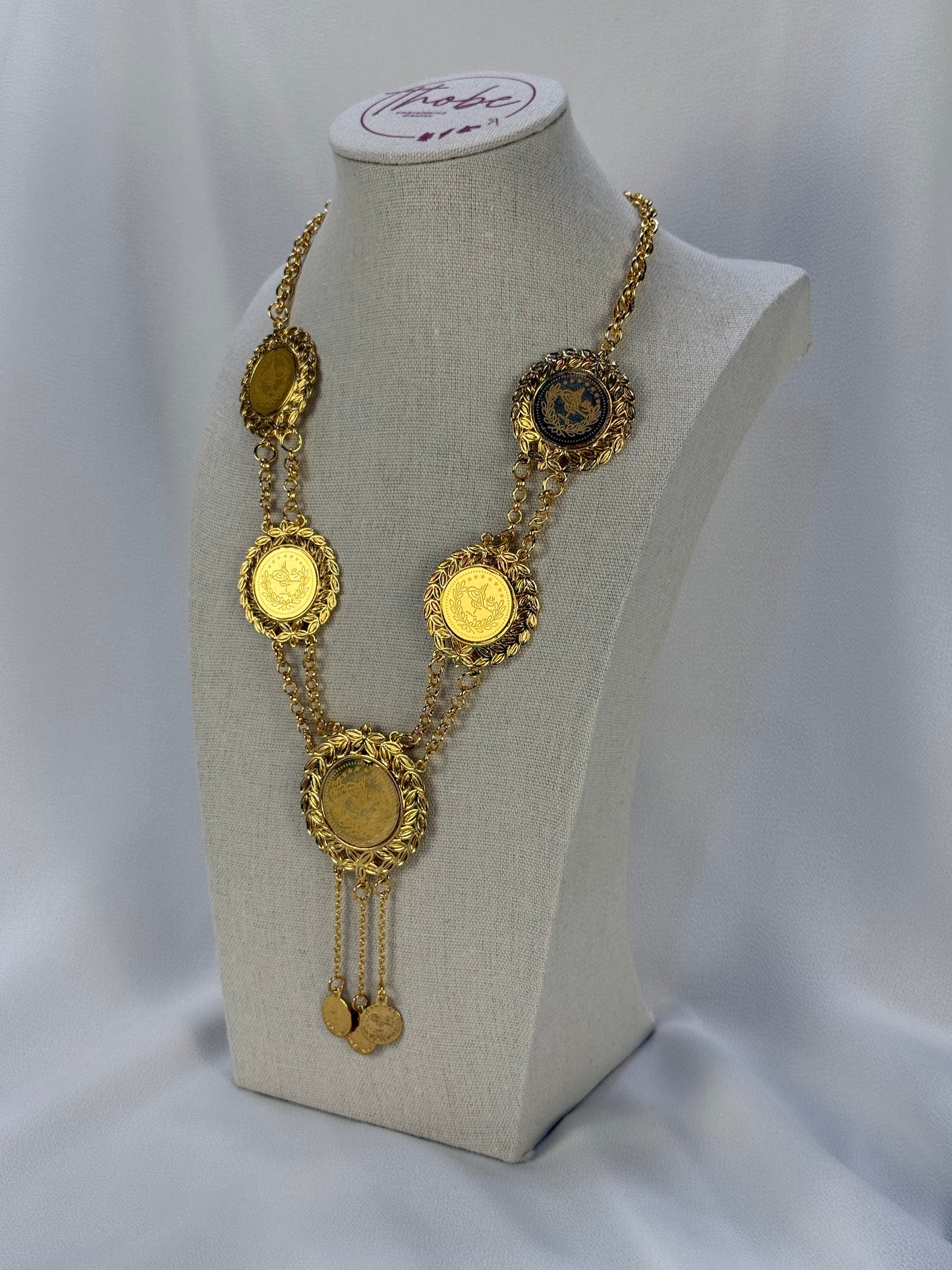 Traditional Golden Coin "Lira" Necklace (Qilada)