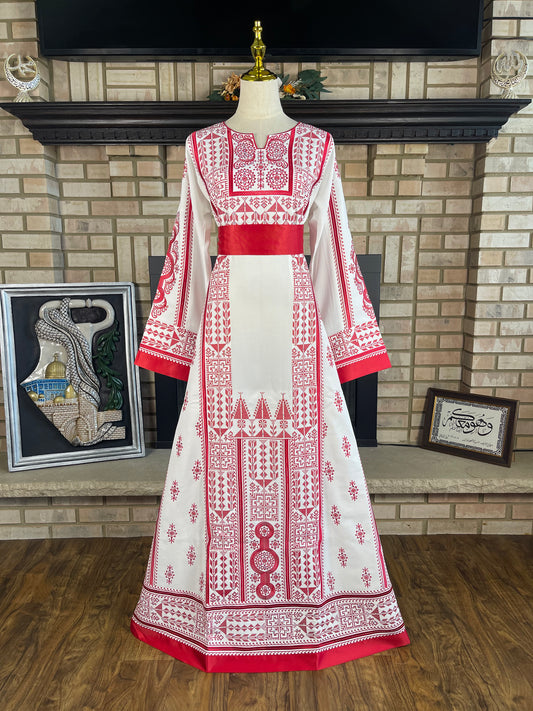 White/Red Rafah Thobe