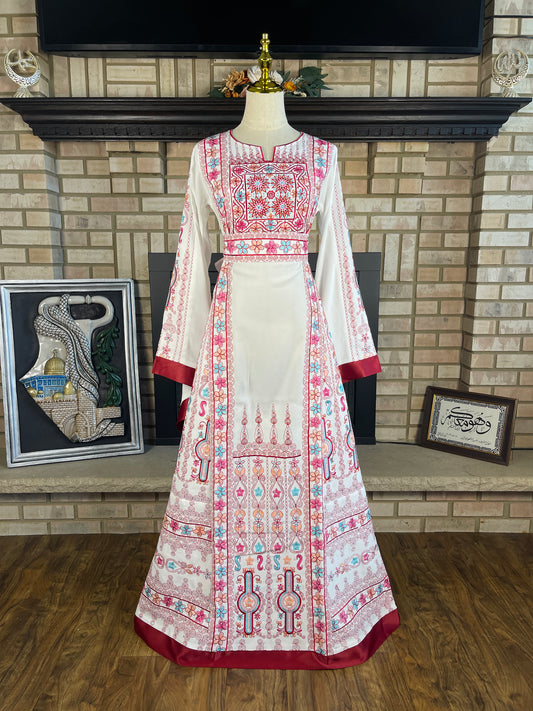 White/Red Al-Wurood Thobe