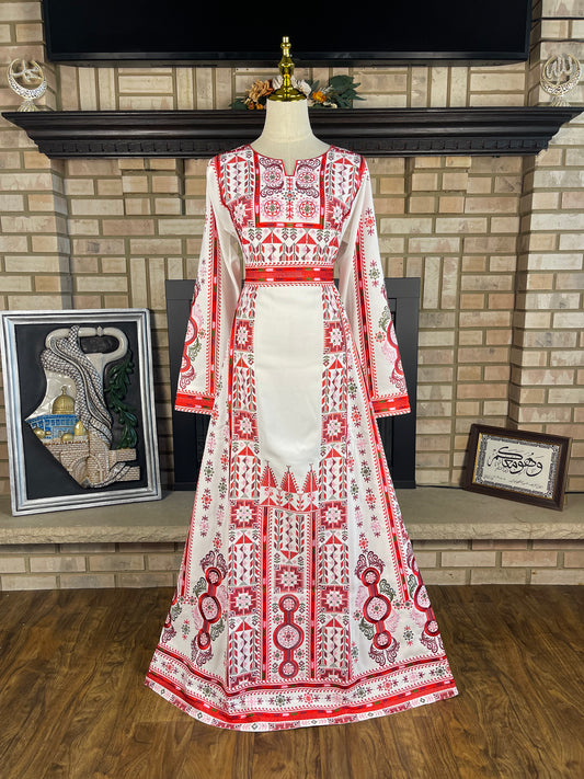 White/Red Nuseirat Thobe