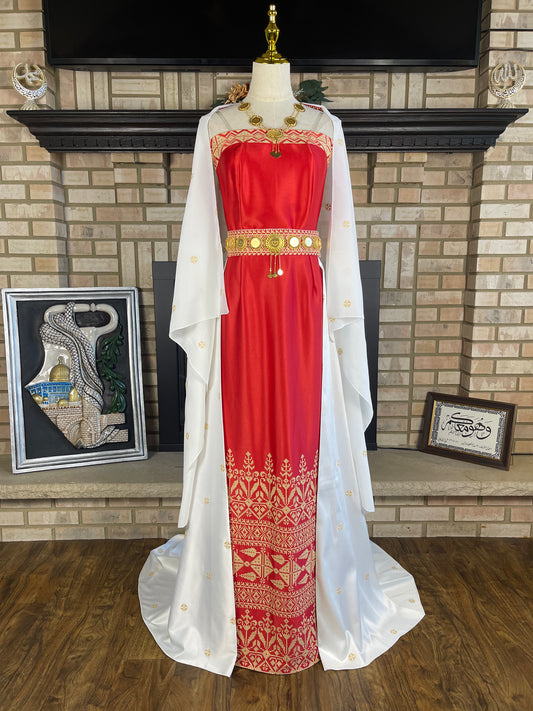 Red/White Satin Bridal Thobe