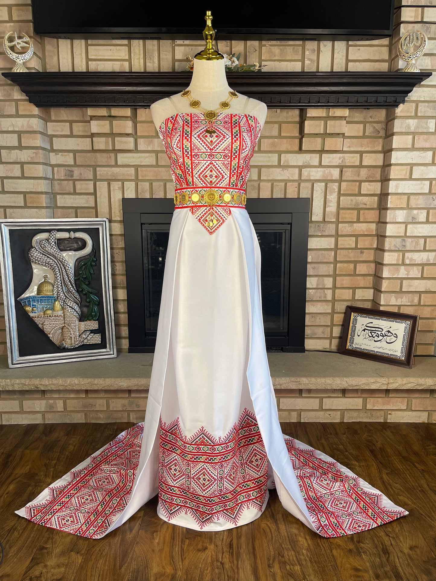 White/Red Satin Bridal Thobe II