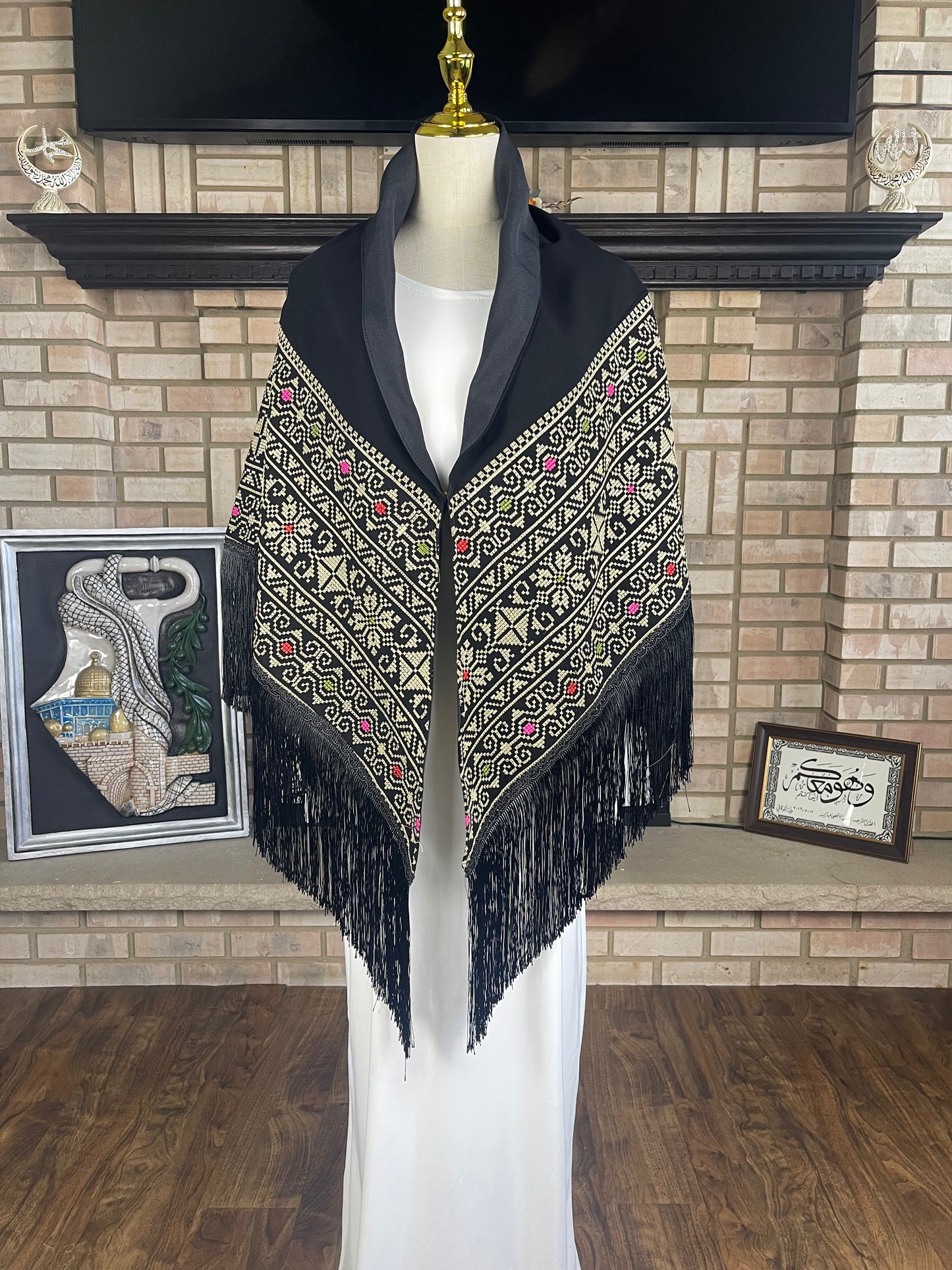 Black/Gold Tatreez Shawl