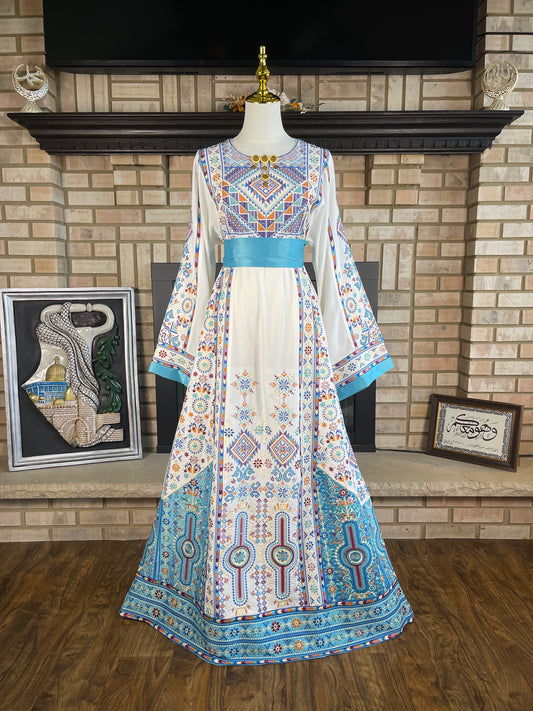 White/Baby Blue Al-Karmil Thobe