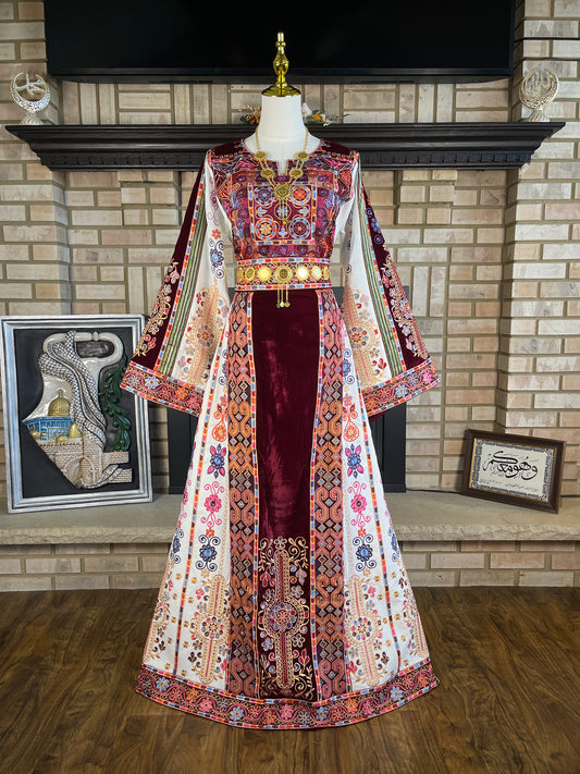 Burgundy Velvet Malaka Thobe