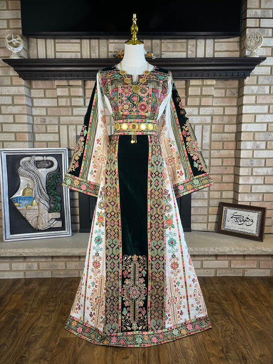 Dark Green Velvet Malaka Thobe