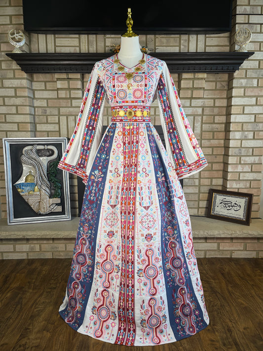 White/Slate Gray Bridal Thobe