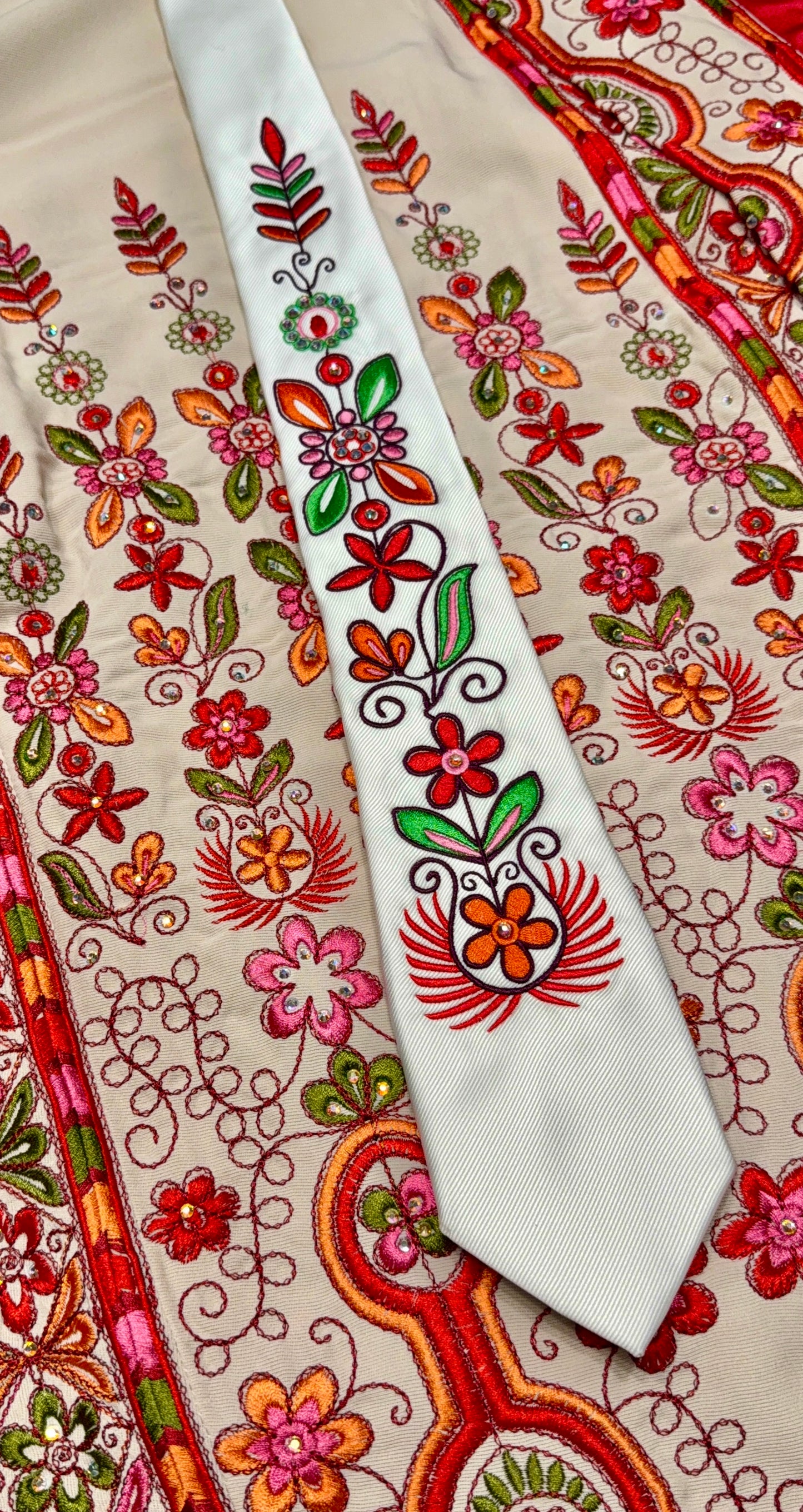 Floral Arrangement Custom-made Tatreez Men's Tie