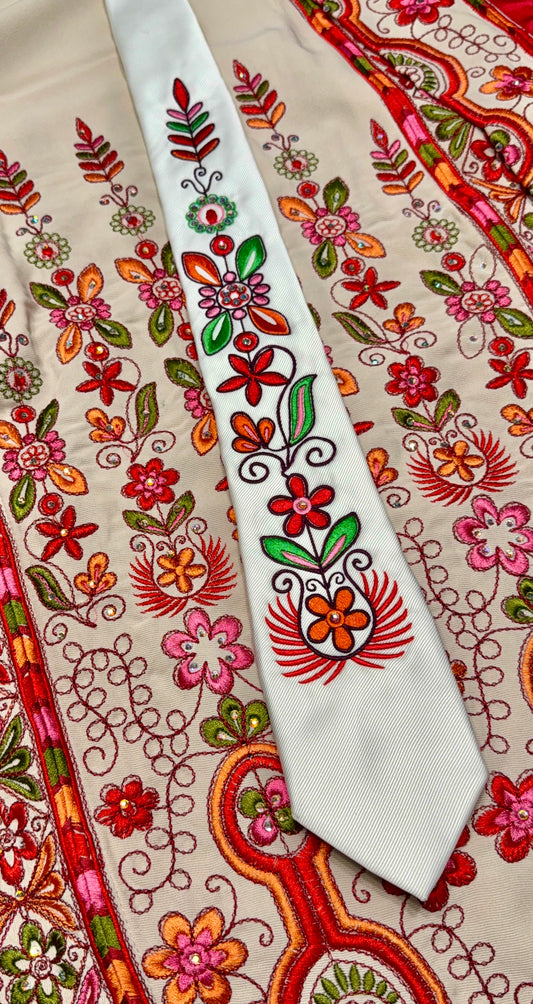 Floral Arrangement Custom-made Tatreez Men's Tie