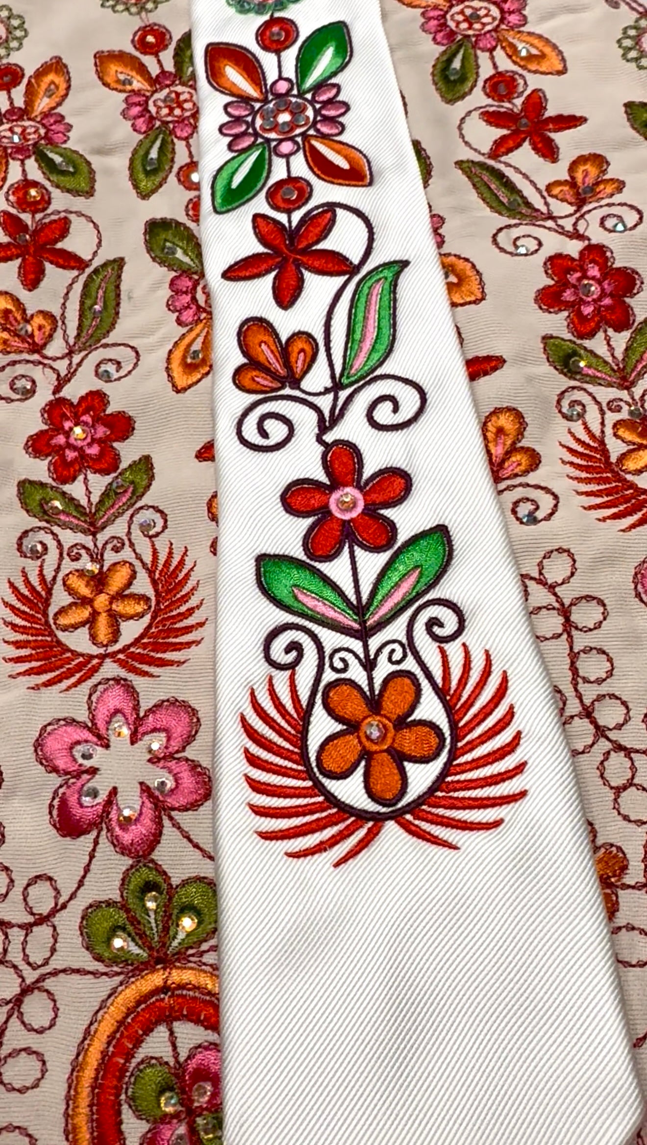 Floral Arrangement Custom-made Tatreez Men's Tie