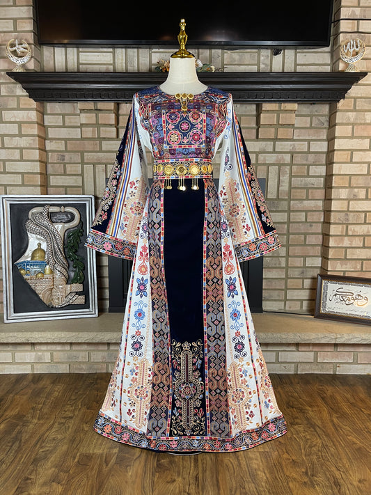 Navy Velvet Malaka Thobe