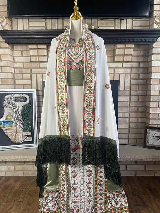 Cream/Pistachio Green Akka Headpiece